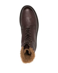 Brunello Cucinelli Lace Up Leather Ankle Boots