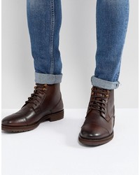 Burton Menswear Leather Lace Up Boot In Brown