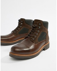 Tommy Hilfiger Leather Mix Boot In Brown