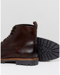 Base London Siege Leather Lace Up Boots In Brown