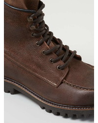 Topman Tan Leather Lace Boots