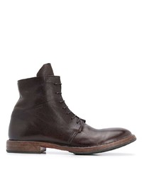 Moma Zip Fastening Calf Leather Ankle Boots With Lace Up Detail