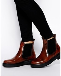 Asos All Me Leather Chelsea Ankle Boots Brown