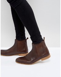 ASOS DESIGN Asos Chelsea Boots In Brown Leather With Sole