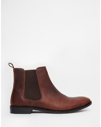 Asos Brand Chelsea Boots In Chestnut Leather