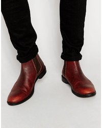 Asos Brand Chelsea Boots In Chestnut Leather