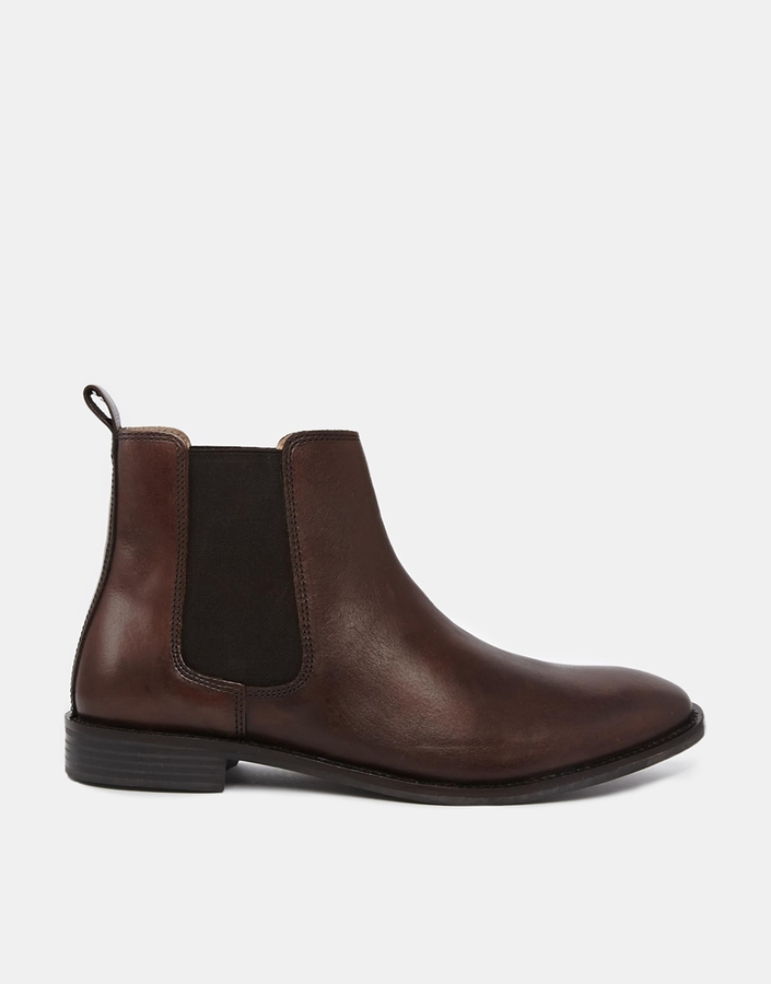 Asos Brand Chelsea Boots In Leather, $73 | Asos | Lookastic