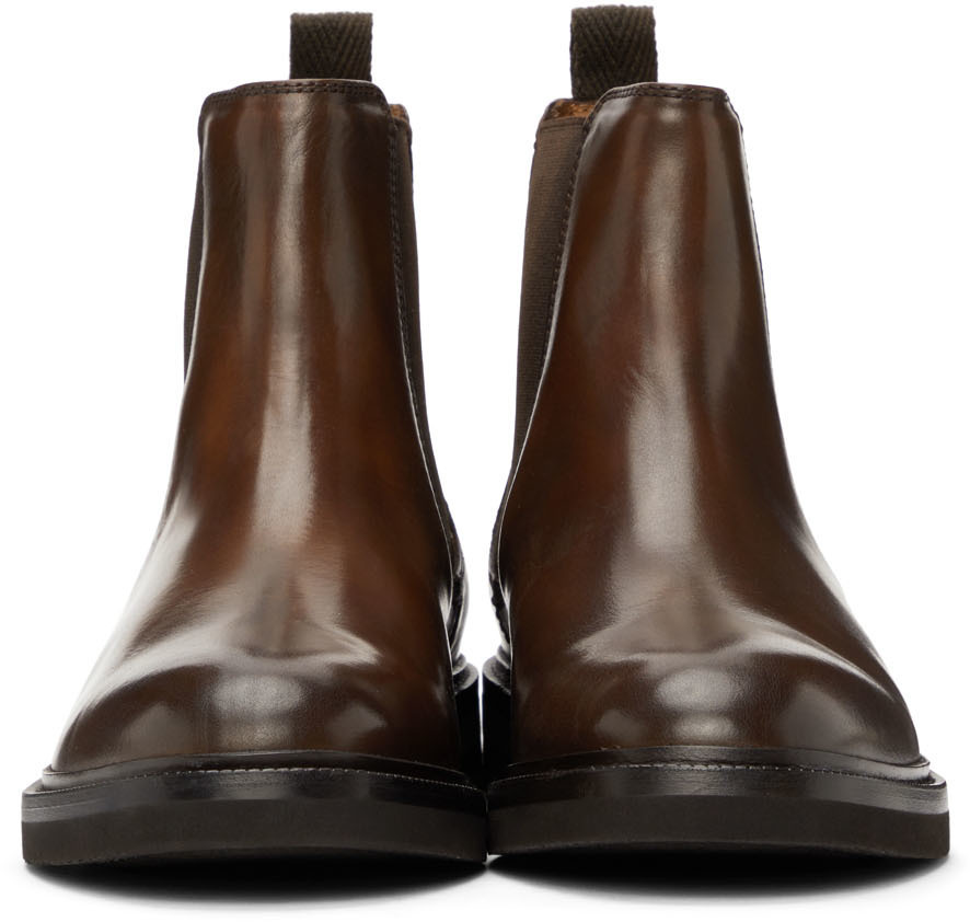 Brunello Cucinelli Brown Buffed Leather Chelsea Boots, $1,195 | SSENSE ...