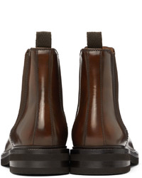 Brunello Cucinelli Brown Buffed Leather Chelsea Boots