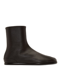 Maison Margiela Brown Flat Tabi Boots, $995 | SSENSE | Lookastic