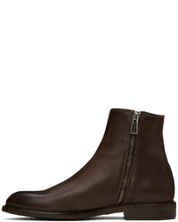 Ps By Paul Smith Brown Leather Billy Zip Boots