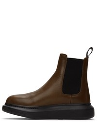 Alexander McQueen Brown Leather Chelsea Boots