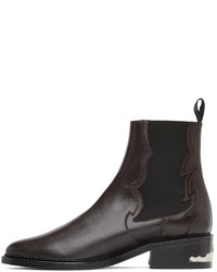 Toga Virilis Brown Leather Embellished Chelsea Boots