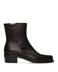 Rochas Homme Brown Leather Zip Up Boots