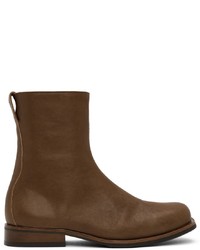 Our Legacy Brown Slim Camion Zip Up Boots