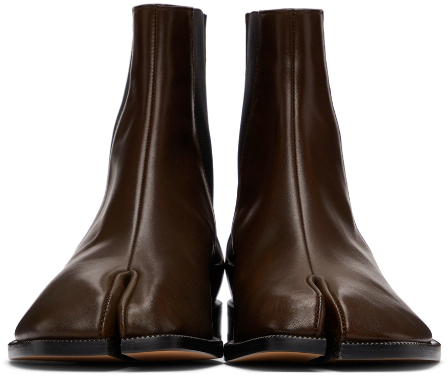 Maison Margiela Brown Tabi Chelsea Boots, $1,165 | SSENSE | Lookastic