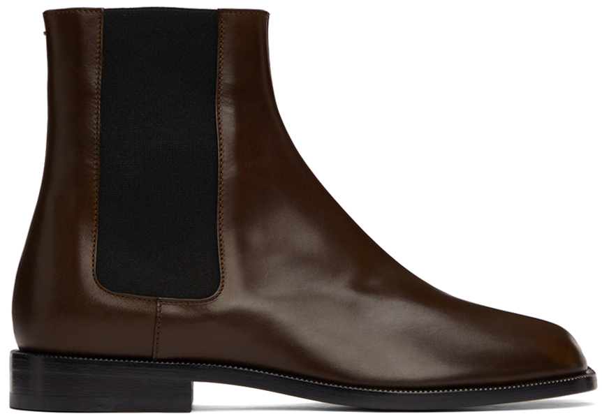 Maison Margiela Brown Tabi Chelsea Boots, $1,165 | SSENSE | Lookastic