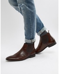 Dune Chelsea Boots In Brown Leather
