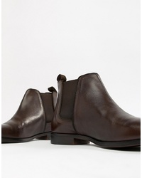 ASOS DESIGN Chelsea Boots In Brown Leather With Brown Sole