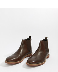 ASOS DESIGN Chelsea Boots In Brown Leather With Contrast Sole