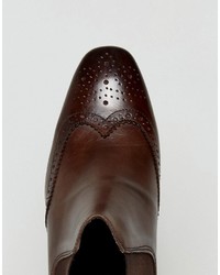 Asos Chelsea Brogue Boots In Brown Leather
