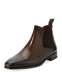 Magnanni For Neiman Marcus Leather Chelsea Boot Dark Brown
