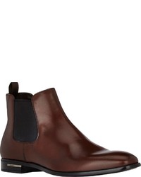 Prada Leather Chelsea Boots Brown