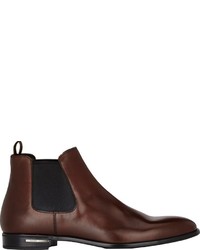 Prada Leather Chelsea Boots Brown