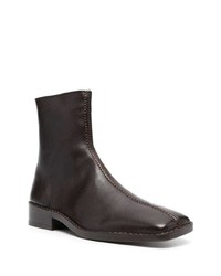 Lemaire Square Toe Leather Ankle Boots