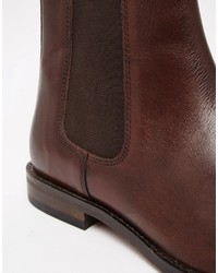 Asos Wide Fit Chelsea Boots In Brown Leather
