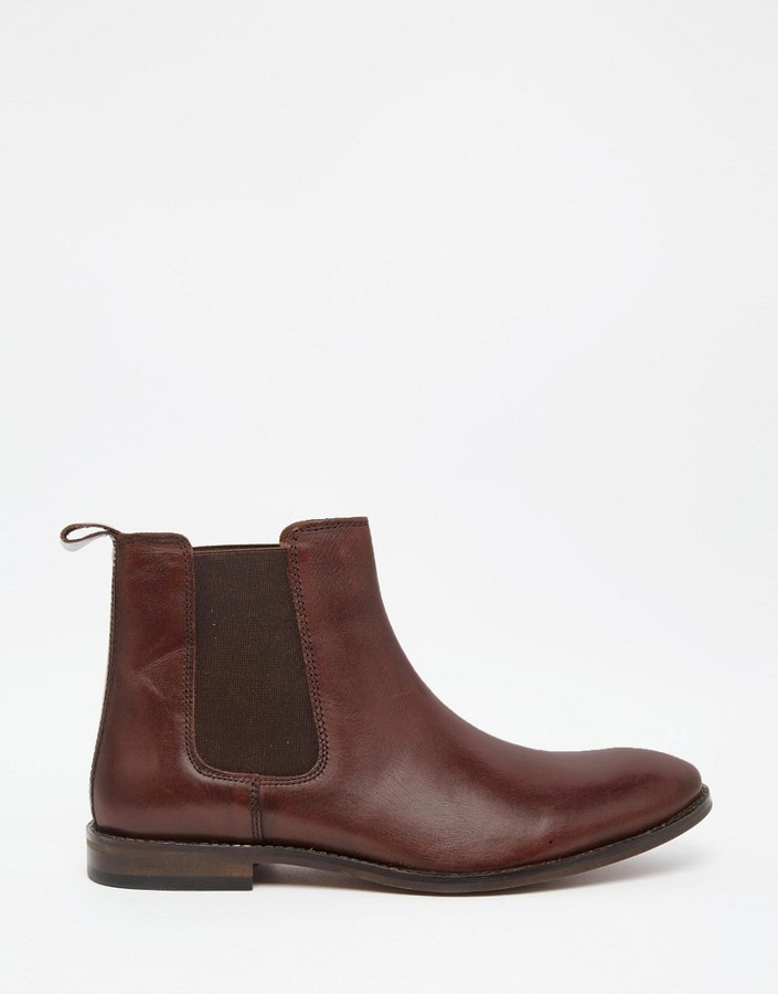 Asos Wide Fit Chelsea Boots In Brown Leather, $73 | Asos | Lookastic