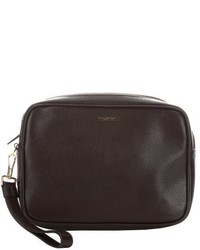 Tom Ford Brown Leather Wristlet Clutch