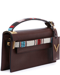 Valentino My Rockstud Leather Clutch Bag Wstrap Brown