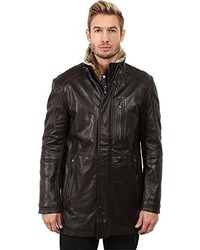 Andrew Marc Marc New York By Stuyvesant Smooth Lamb Leather Car Coat With Removable Bib