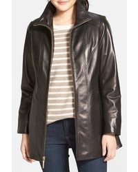 Ellen Tracy Genuine Leather A Line Coat