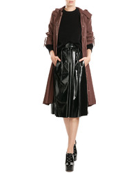 Marina Hoermanseder Silk Coat With Hood And Leather Details