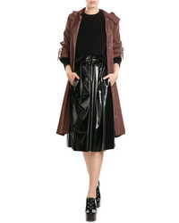 Marina Hoermanseder Silk Coat With Hood And Leather Details
