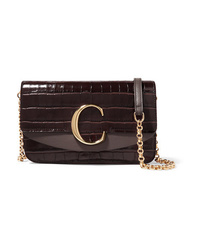 Chloé C Mini Croc Effect And Smooth Leather Shoulder Bag