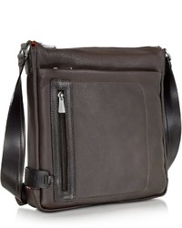 Chiarugi Dark Brown Leather Vertical Crossbody Bag