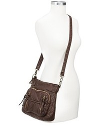 Mossimo Supply Co Distressed Crossbody Handbag With Front Pockets Brown