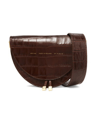 Chylak Tasseled Croc Effect Glossed Leather Shoulder Bag
