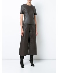 Adam Lippes Leather Wide Leg Cropped Culottes