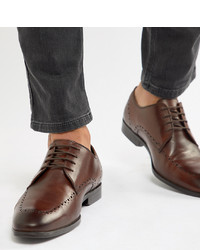 ASOS DESIGN Brogue Shoes In Brown Leather With Punching Apron Detail