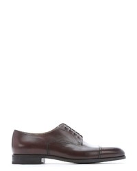 Giorgio Armani Dark Brown Leather Derby Brogue Detail Lace Up Oxfords