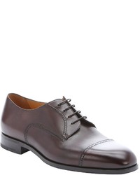 Giorgio Armani Dark Brown Leather Derby Brogue Detail Lace Up Oxfords