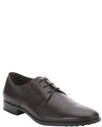 Tod's Dark Brown Leather Rounded Toe Lace Up Oxfords
