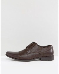 Asos Derby Shoes In Brown Faux Leather With Texture Emboss
