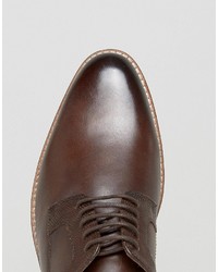 Asos Derby Shoes In Brown Leather With Emboss Detail