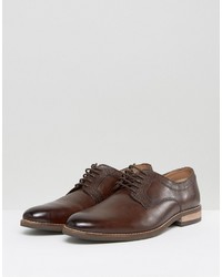 Asos Derby Shoes In Brown Leather With Emboss Detail