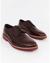 ASOS DESIGN Lace Up Shoes In Brown Leather With Chunky Brick Sole